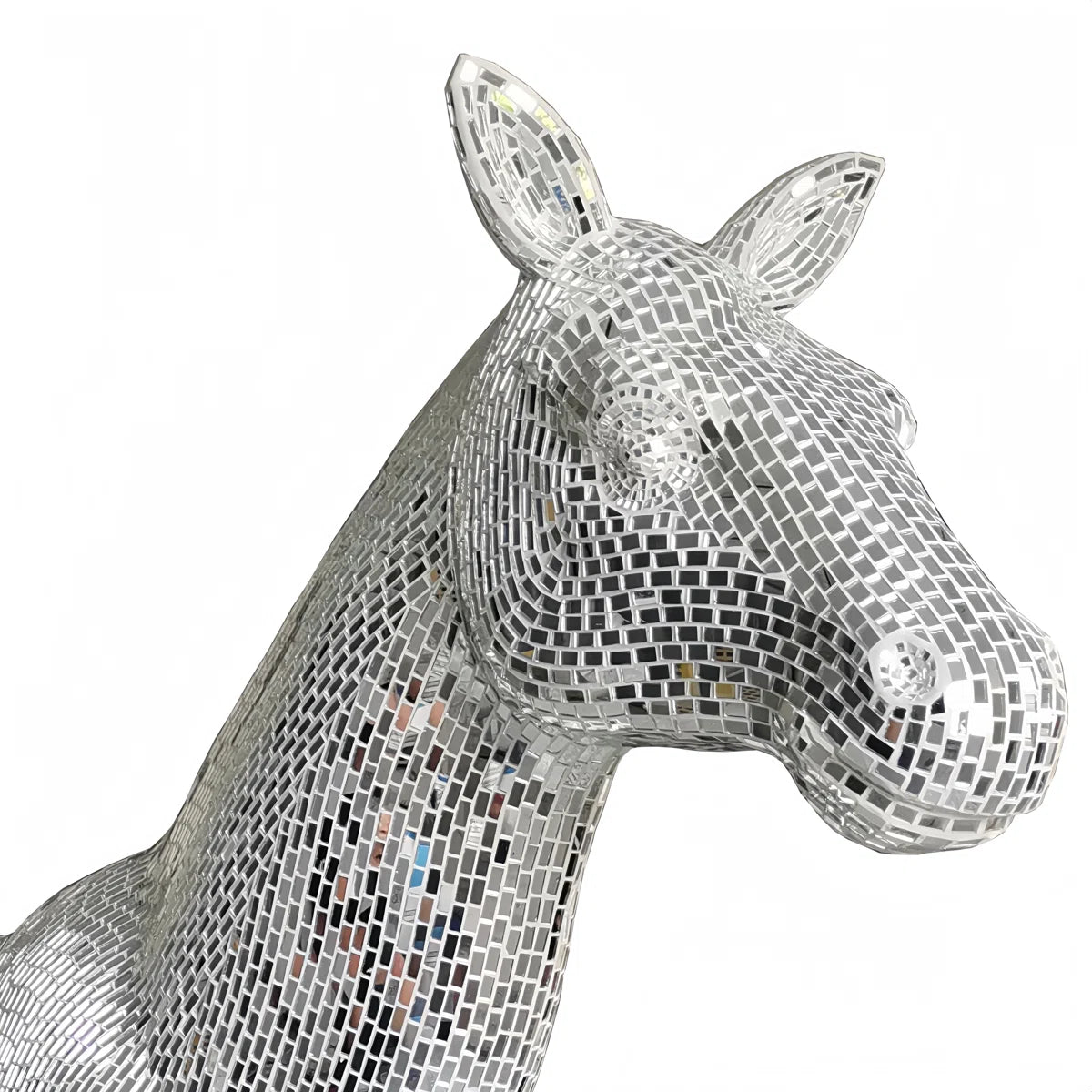 Horse Statue With mirrored Diamond Exterio Size:91.34"L x 24"W x 81.1"H