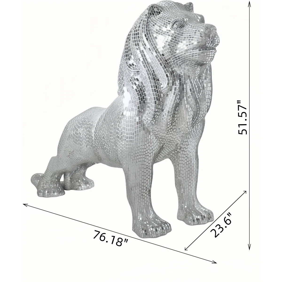 Lion Statue With mirrored Diamond Exterio