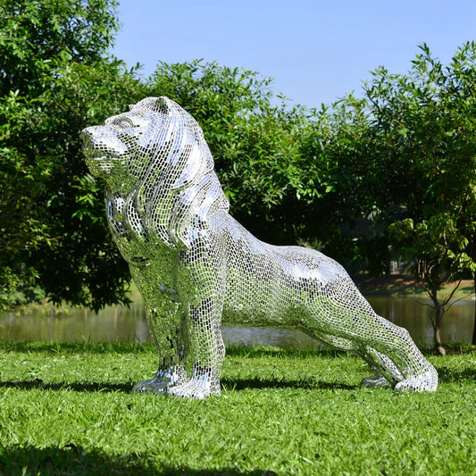 Lion Statue With mirrored Diamond Exterio