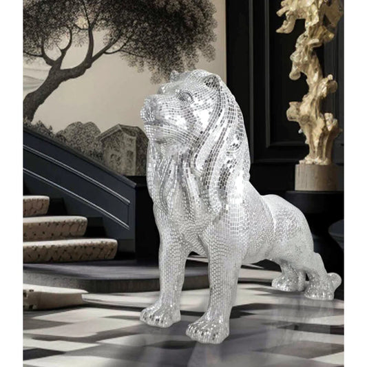 Lion Statue With mirrored Diamond Exterio