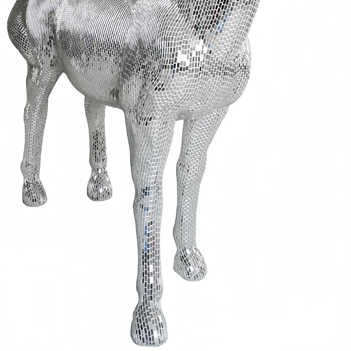 Horse Statue With mirrored Diamond Exterio Size:91.34"L x 24"W x 81.1"H